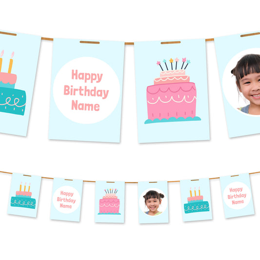 Birthday Cake Photo and Name Bunting