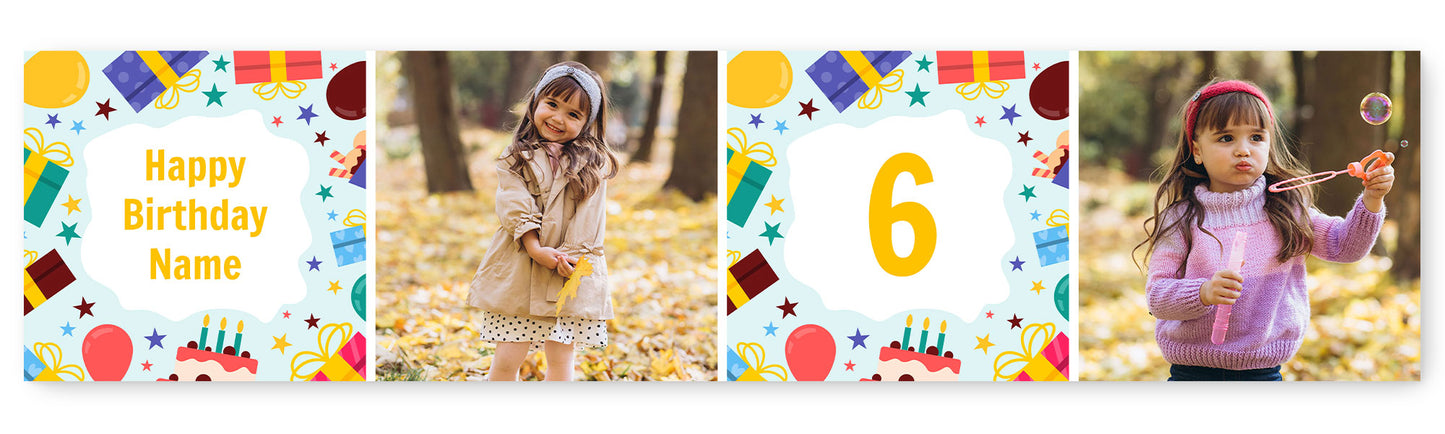 Birthday Celebration Photo Name and Age Banner