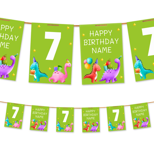 Dinosaur Party Age and Name Bunting