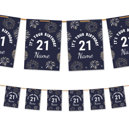 Fireworks Age and Name Bunting