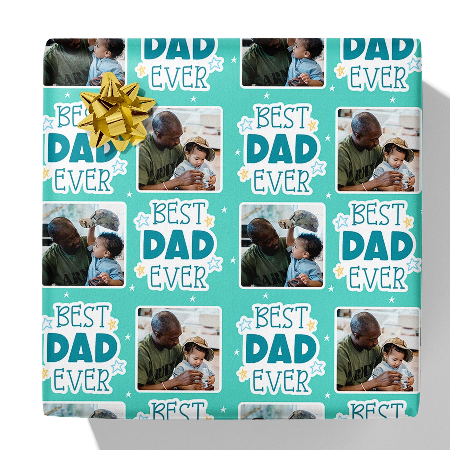 Best Dad Ever Star Photo Gift Wrap
