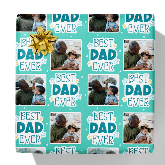 Geschenkverpackung mit Foto „Best Dad Ever“ in Sternform