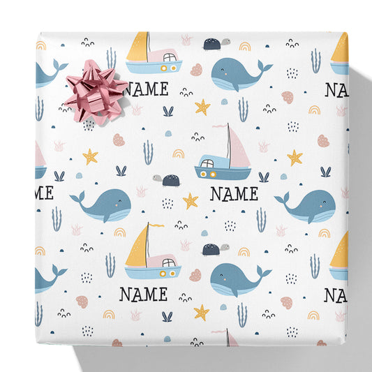 Sea Life Boat Name Gift Wrap