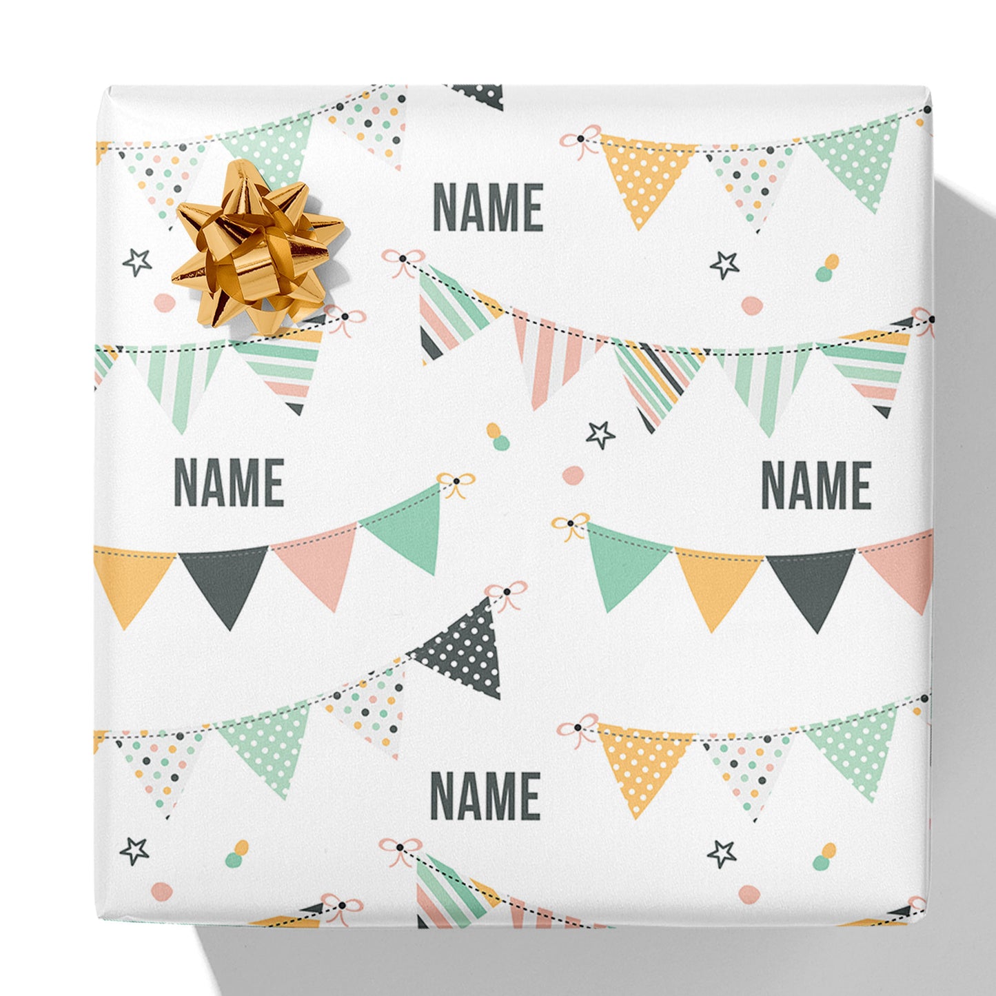Colourful Bunting Name Gift Wrap
