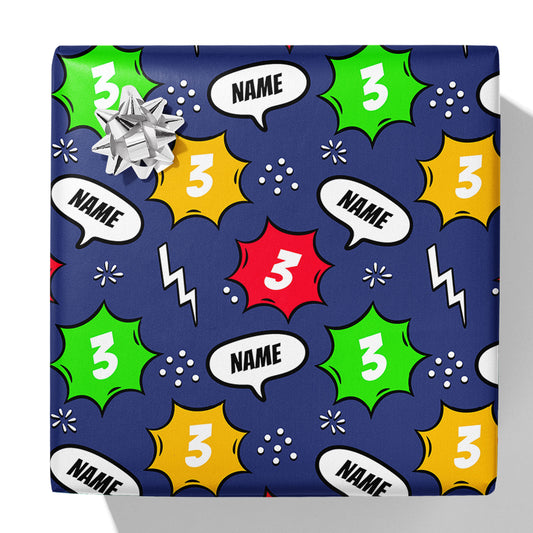 Comic Age and Name Gift Wrap