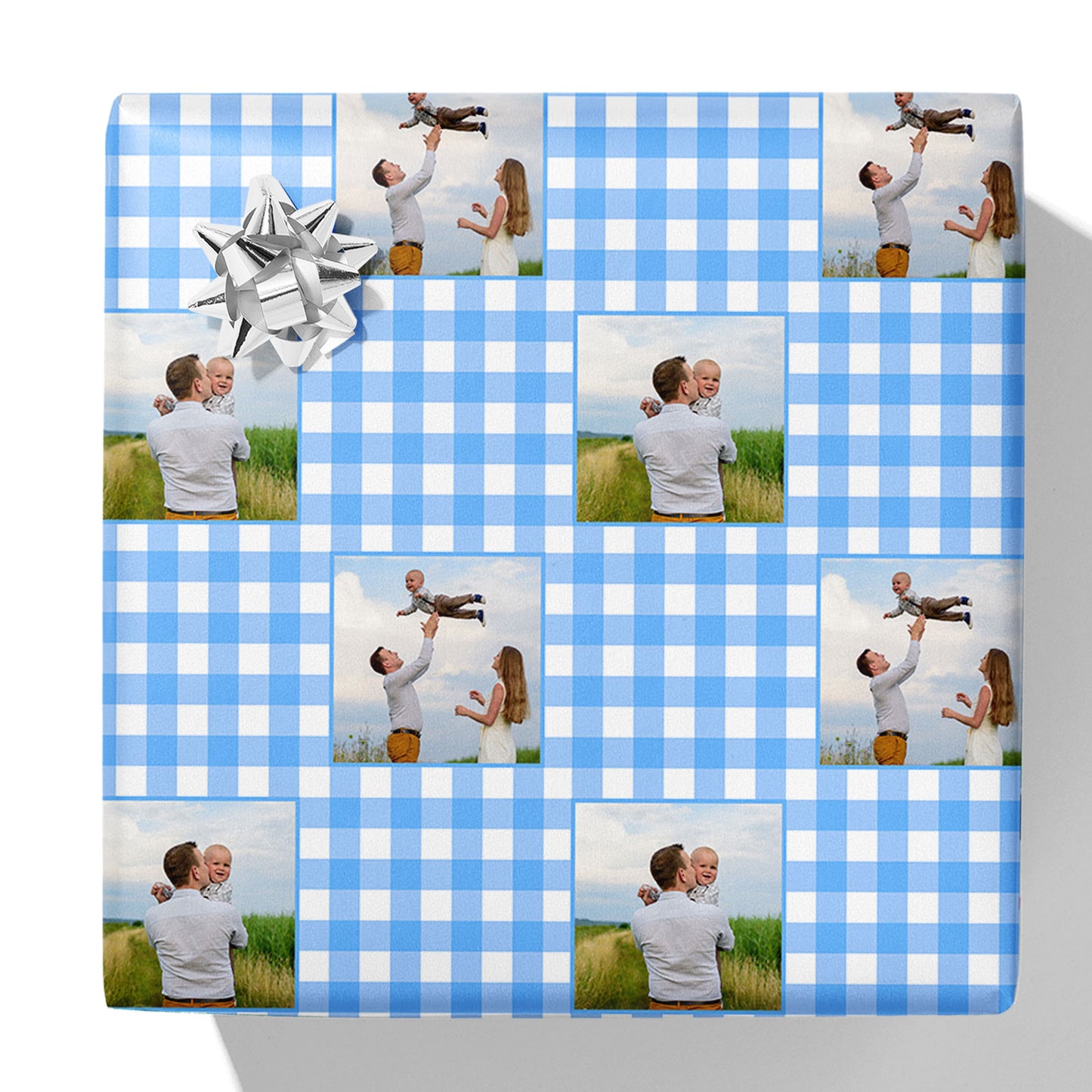 Geschenkpapier mit Foto in Gingham-Optik