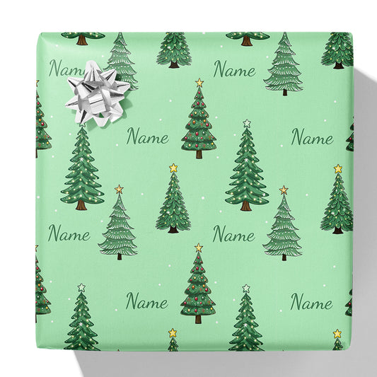 Weihnachtsbäume Name Geschenkpapier