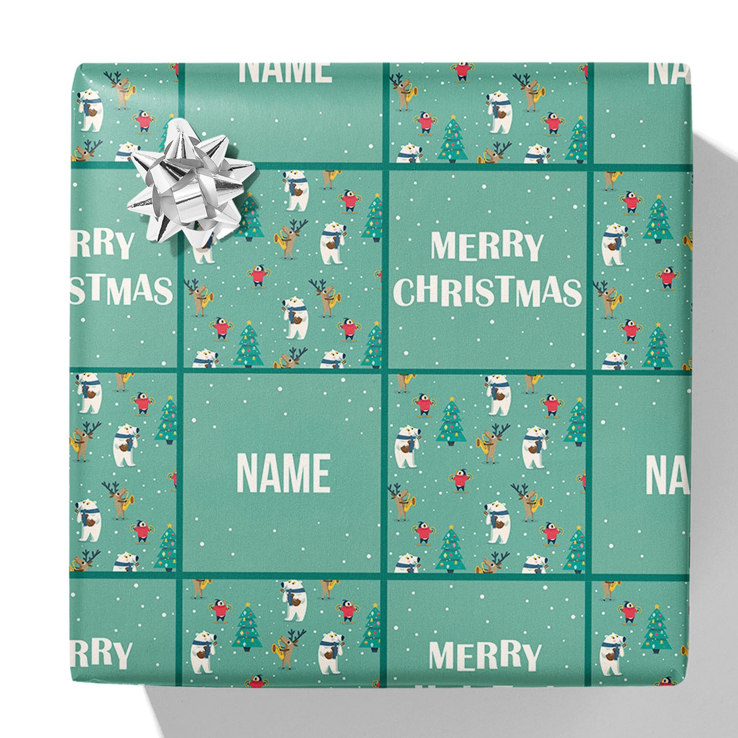 Green Christmas Name Gift Wrap