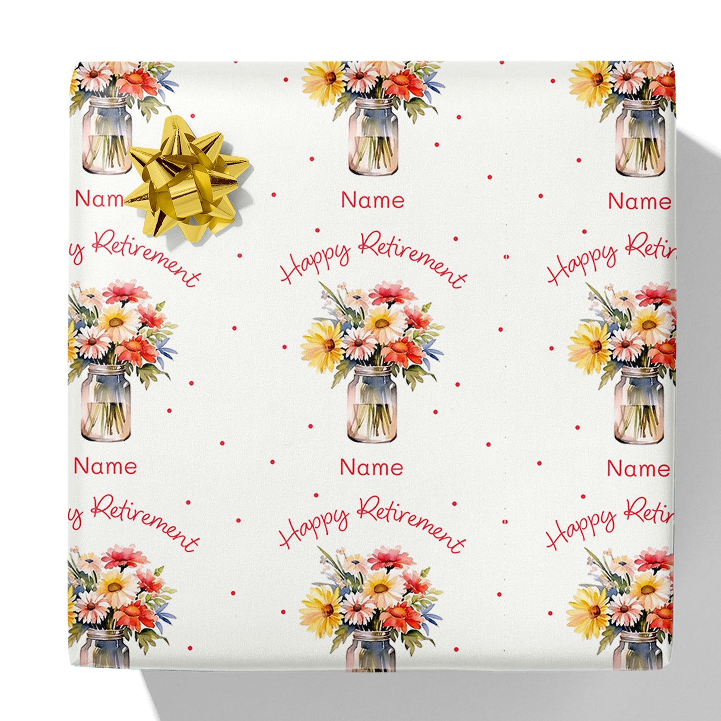 Happy Retirement Flower Bouquet Name Gift Wrap