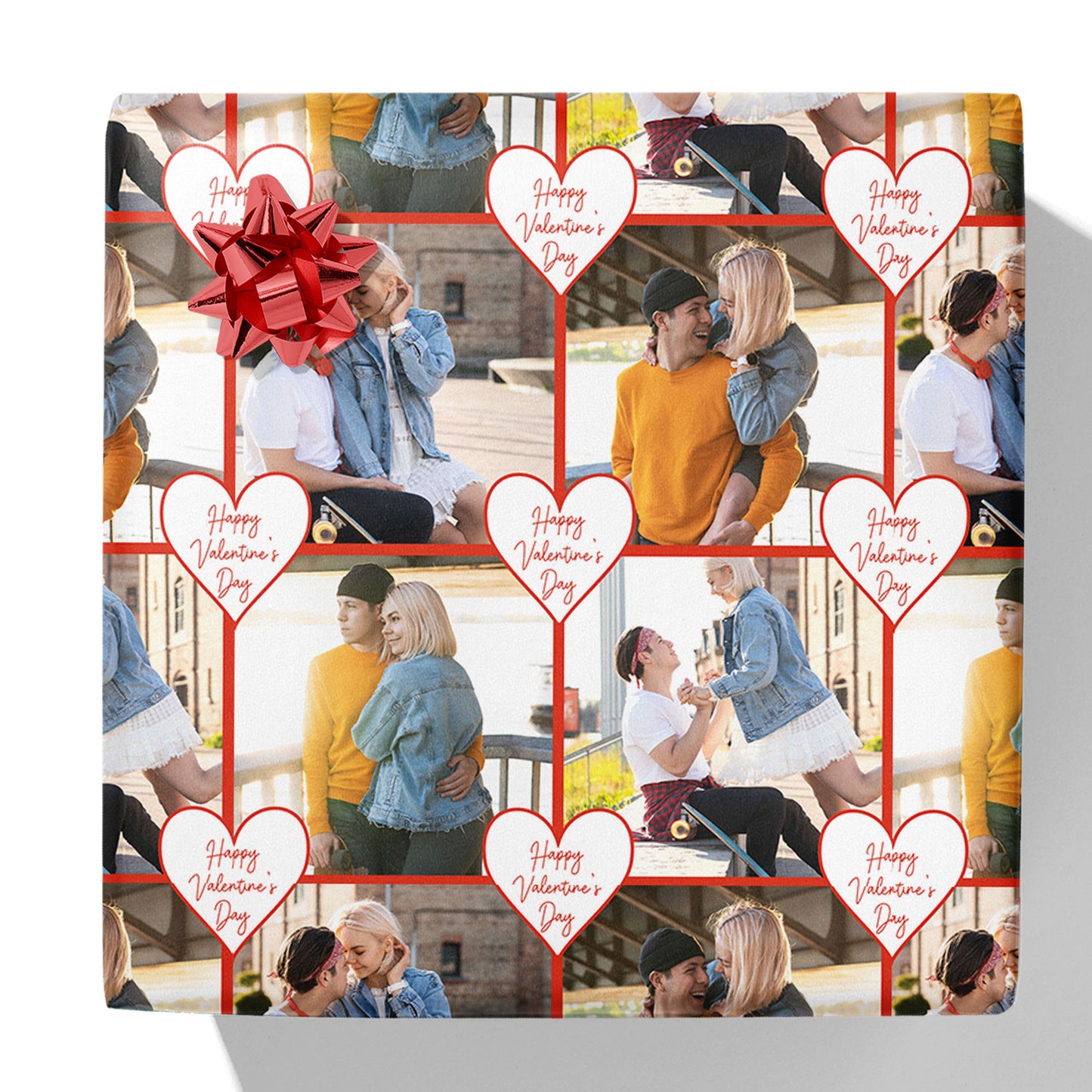 Happy Valentine's Day Photo Grid Gift Wrap