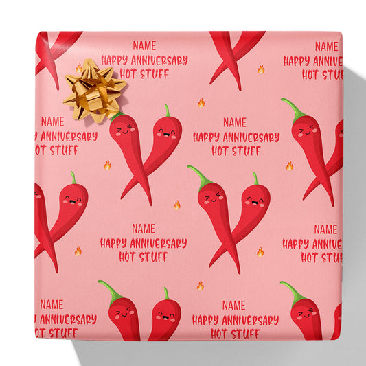 Hot Stuff Anniversary Name Gift Wrap