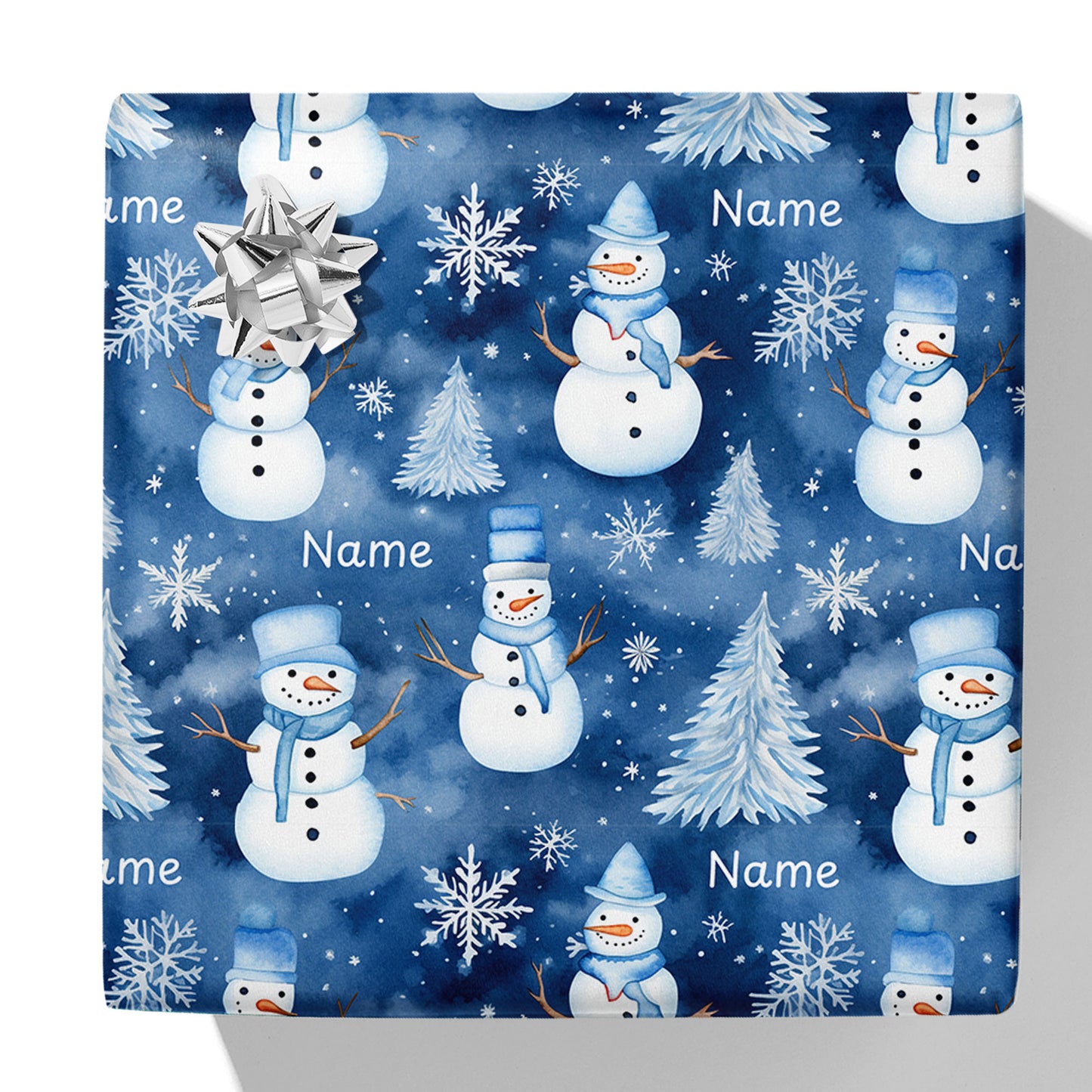 Icy Snowman Name Gift Wrap