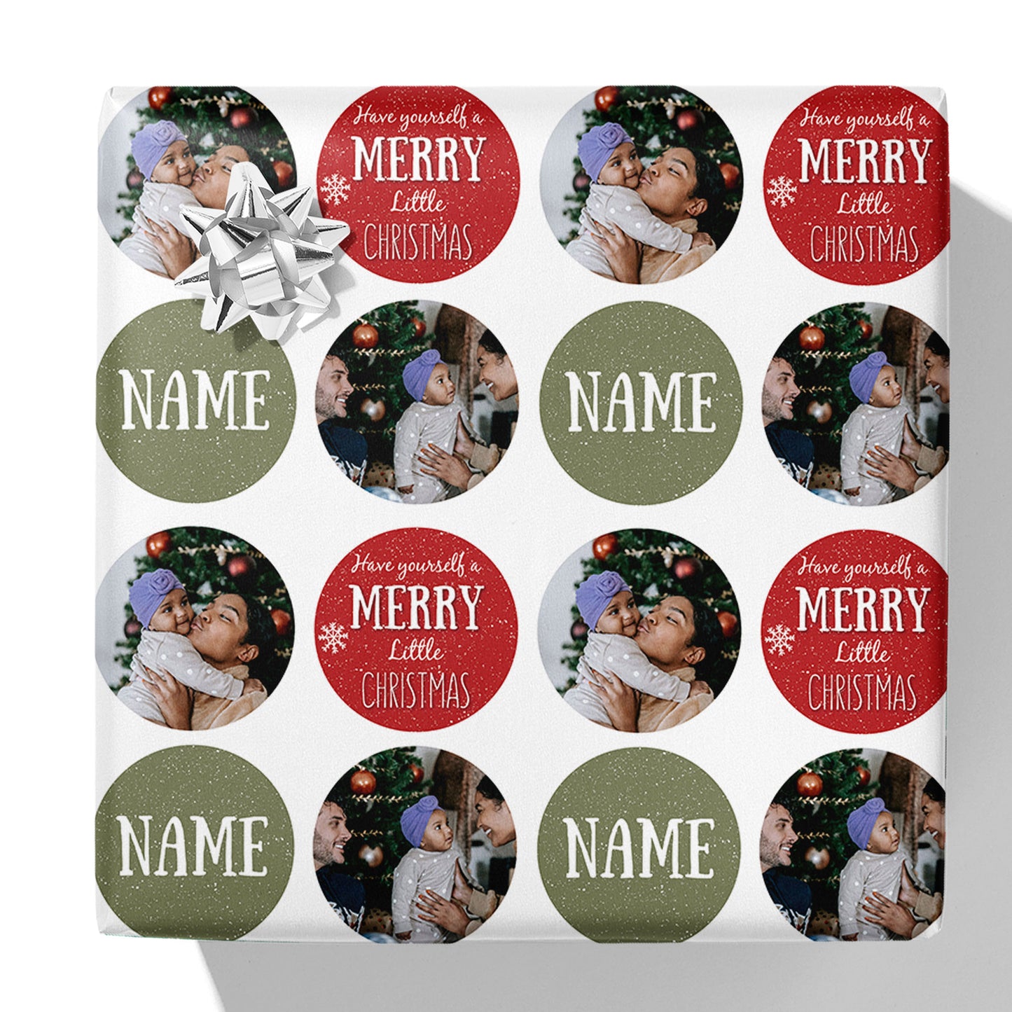 Merry Little Christmas Photo and Name Gift Wrap