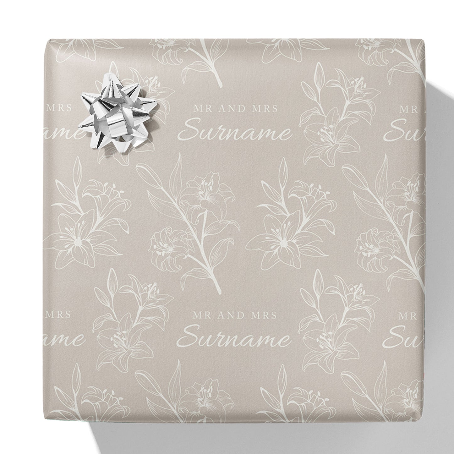 Title and Surname Botanical Line Gift Wrap